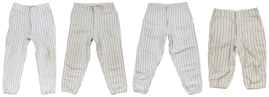 Lot of (4) Vintage New York Yankees Game Used Flannel Uniform Pants: Ramos, Clarke, Womack & Williams 